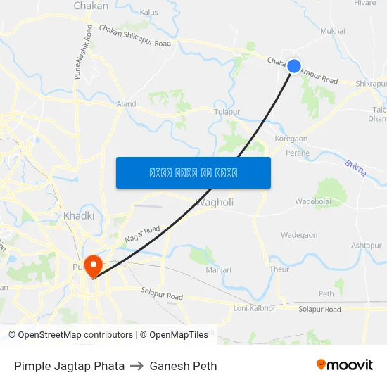 पिंपले जगताप फाटा to गणेश पेठ map