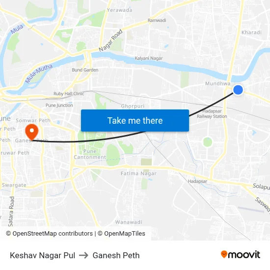 केशव नगर पूल to गणेश पेठ map