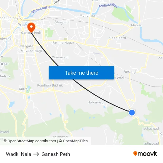 वाडकी नाला to गणेश पेठ map