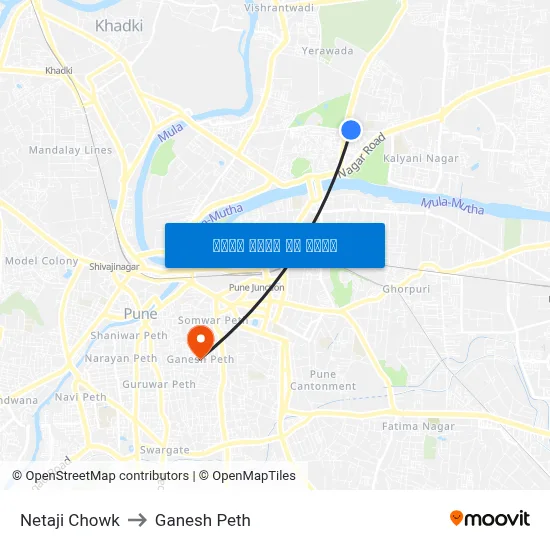 नेताजी चौक to गणेश पेठ map