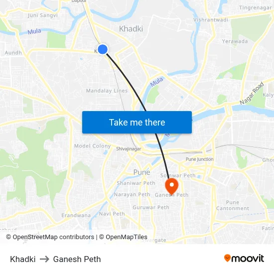 खड़की to गणेश पेठ map