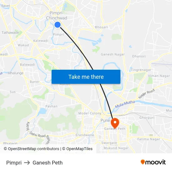 पिंपरी to गणेश पेठ map