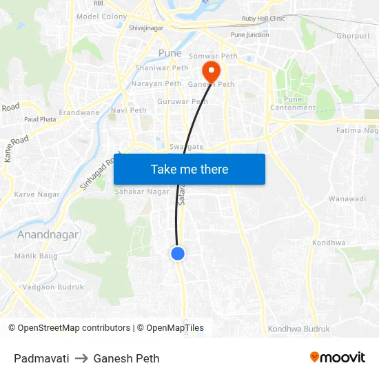 पद्मावती to गणेश पेठ map