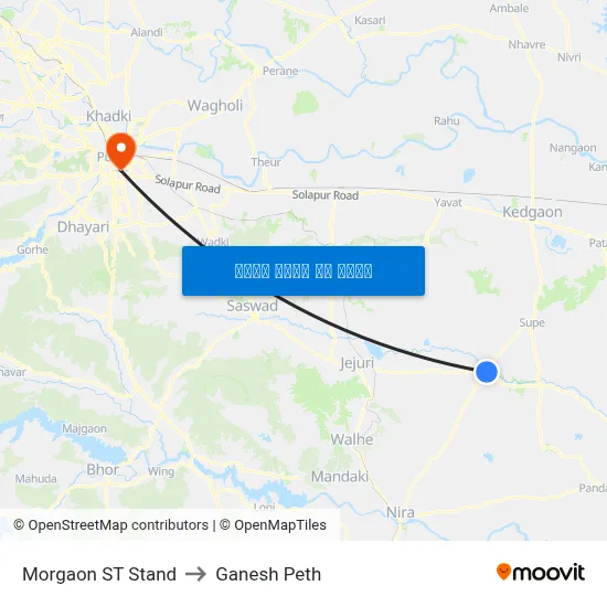 मोरगाव एसटी स्टैंड to गणेश पेठ map