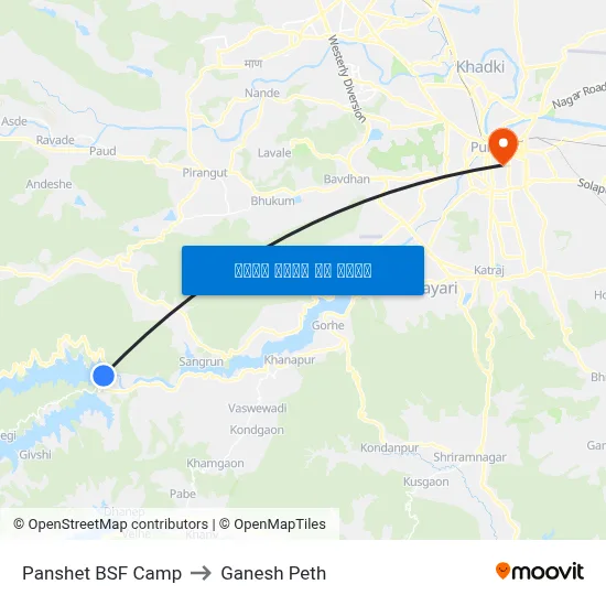 पानशेत बीएसएफ कैंप to गणेश पेठ map