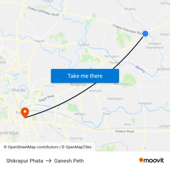 शिक्रापुर फाटा to गणेश पेठ map