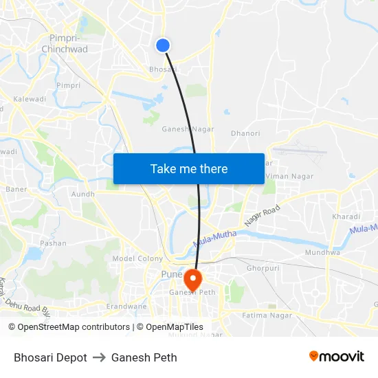 भोसाड़ी डिपो to गणेश पेठ map