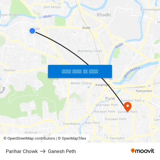 परिहार चौक to गणेश पेठ map