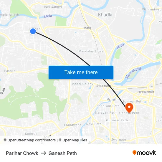 परिहार चौक to गणेश पेठ map