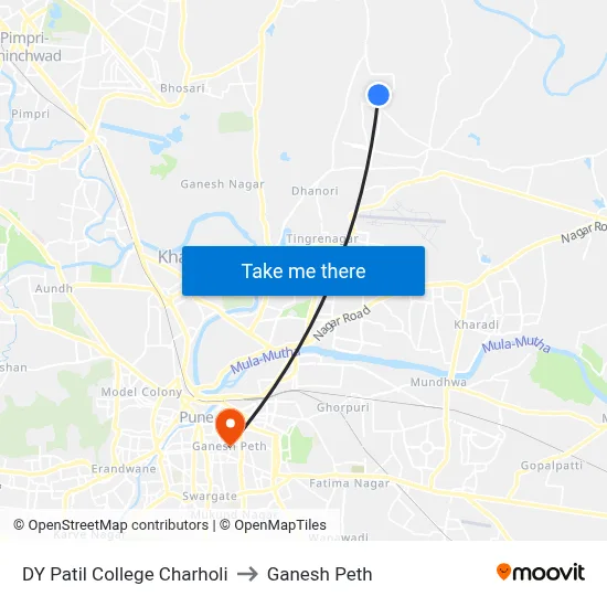 DY Patil College Charholi to गणेश पेठ map