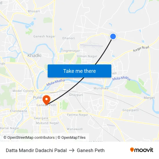 दत्त मंदिर दादाची पडळ to गणेश पेठ map