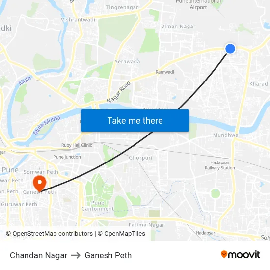 चंदन नगर to गणेश पेठ map