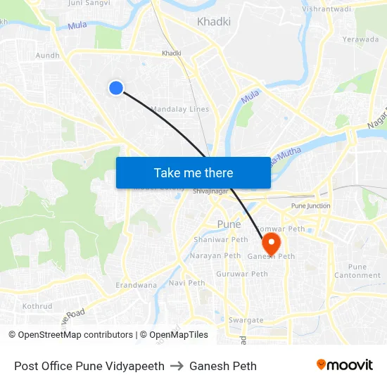 Post Office Pune Vidyapeeth to गणेश पेठ map