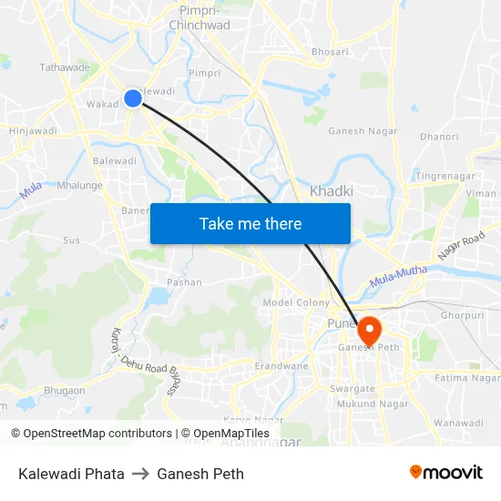 कालेवाड़ी फाटा to गणेश पेठ map