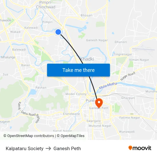 कल्पतरु सोसायटी to गणेश पेठ map