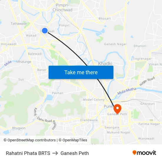 Rahatni Phata BRTS to गणेश पेठ map