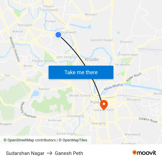 सुदर्शन नगर to गणेश पेठ map