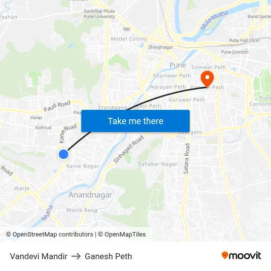 वंदेवी मंदिर to गणेश पेठ map