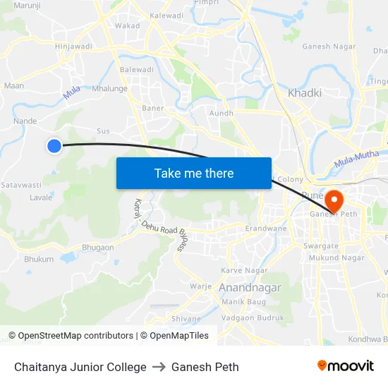 चैतन्य जूनियर कॉलेज to गणेश पेठ map