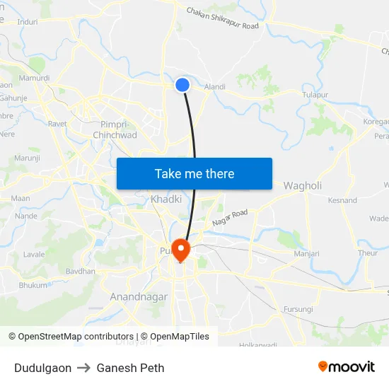 दुदुलगाव to गणेश पेठ map