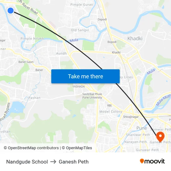 नांदगुडे स्कूल to गणेश पेठ map