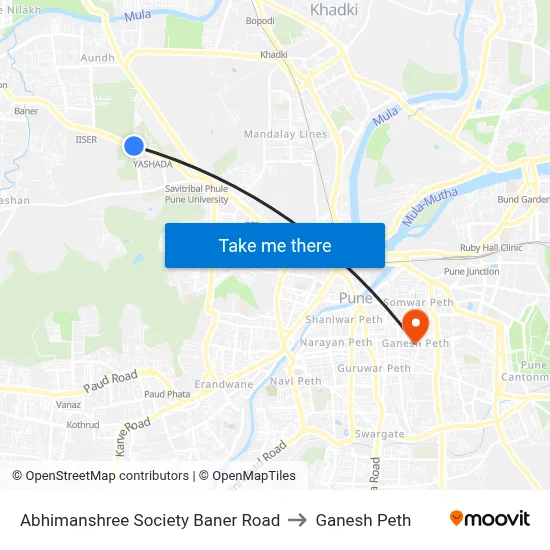 अभिमानश्री सोसाइटी बाणेर रोड to गणेश पेठ map