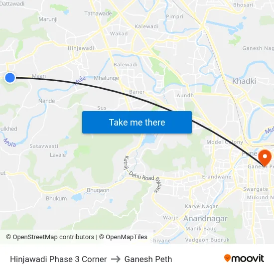 हिंजवाड़ी फेज 3 कॉर्नर to गणेश पेठ map