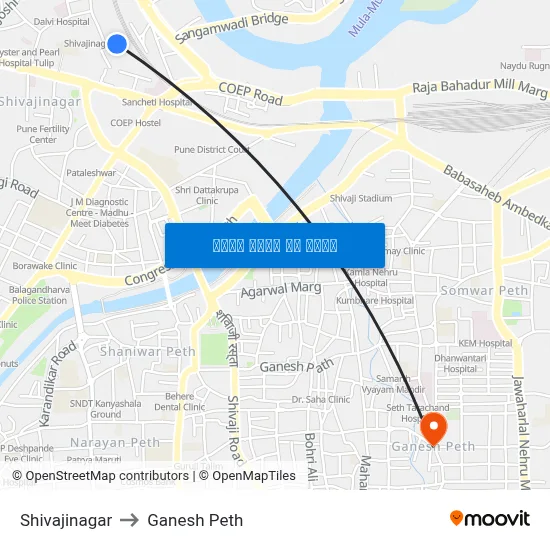 शिवाजीनगर to गणेश पेठ map