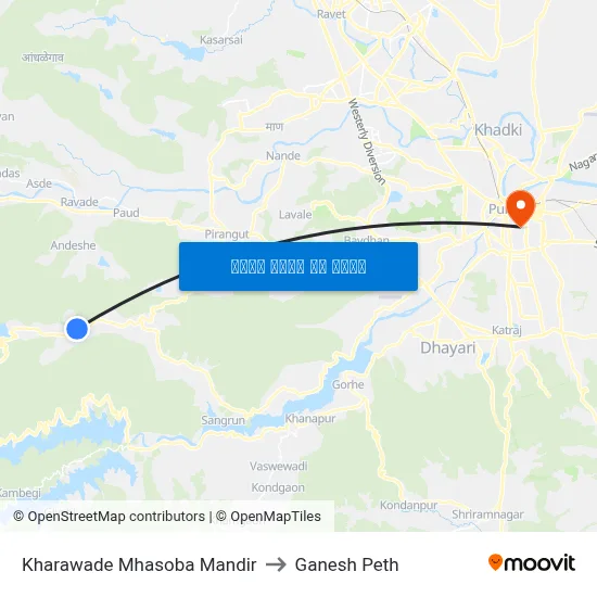 खरवडे म्हसोबा मंदिर to गणेश पेठ map