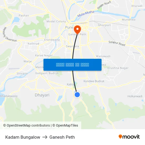 कदम बंगलो to गणेश पेठ map