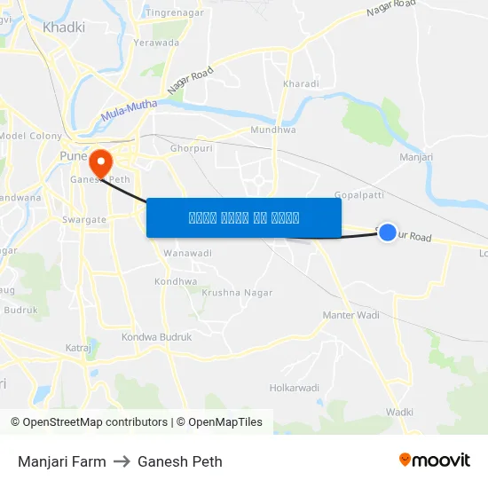 मांजरी फार्म to गणेश पेठ map
