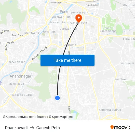 धनकावड़ी to गणेश पेठ map