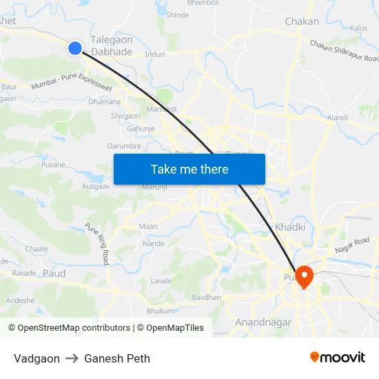 वडगाव to गणेश पेठ map
