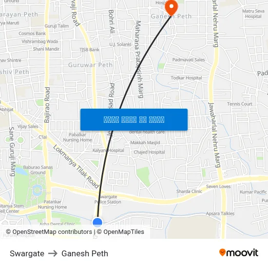 स्वारगेट to गणेश पेठ map