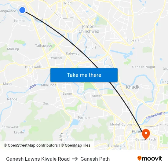 गणेश लॉन्स किवले रोड to गणेश पेठ map