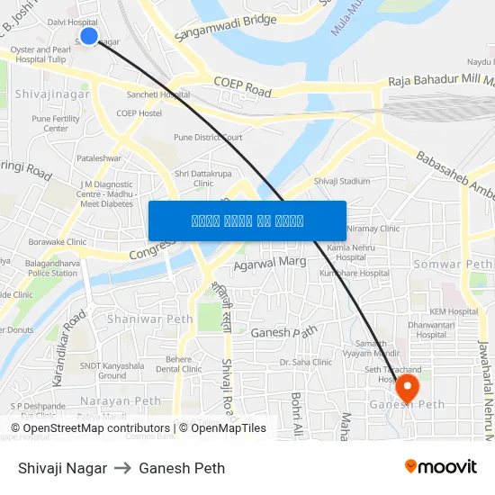 शिवाजी नगर to गणेश पेठ map