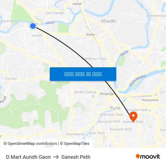 डी मार्ट औंध गाँव to गणेश पेठ map