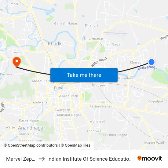 मार्वल ज़ेफिर सोसाइटी to भारतीय विज्ञान शिक्षा और अनुसंधान संस्थान (आईआईएसईआर), पुणे map