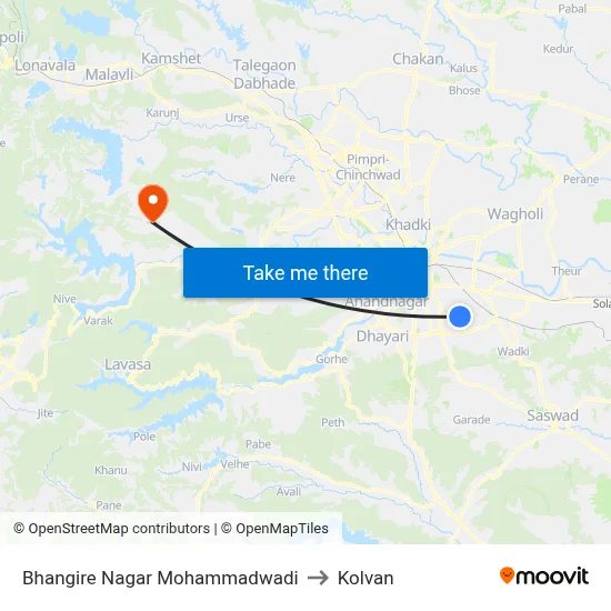 भांगिरे नगर मोहम्मदवाड़ी to कोल्वन map