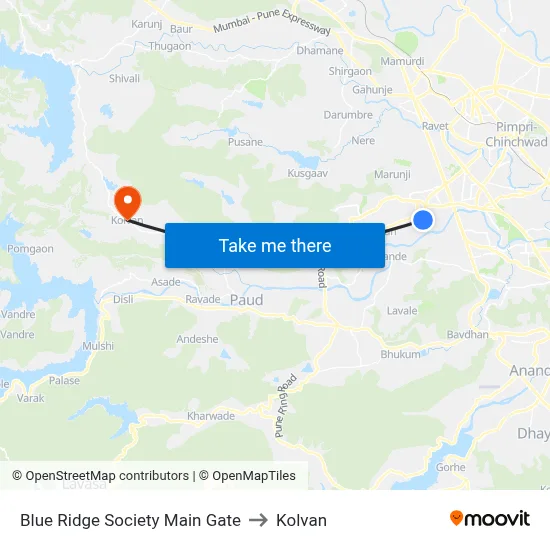 ब्लू रिज सोसायटी मेन गेट to कोल्वन map