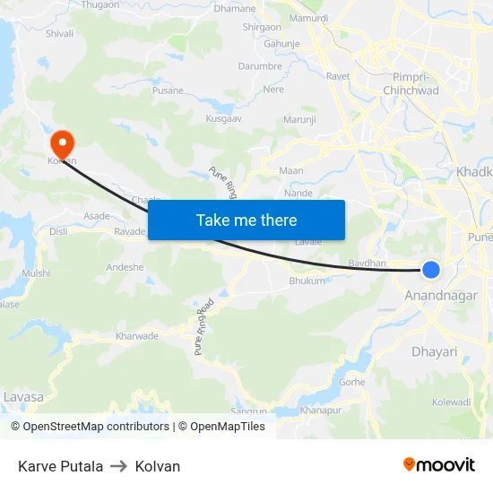 कर्वे पुतला to कोल्वन map