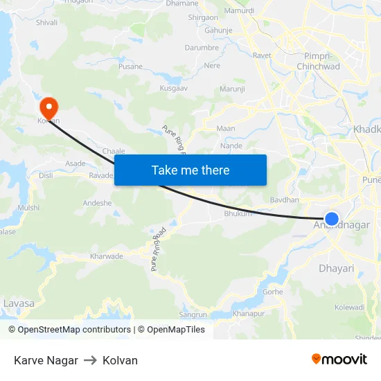 कर्वे नगर to कोल्वन map