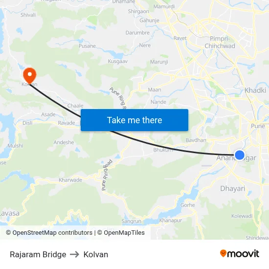 राजाराम पुल to कोल्वन map