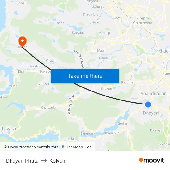 धायरी फाटा to कोल्वन map