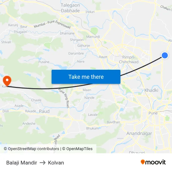 बालाजी मंदिर to कोल्वन map