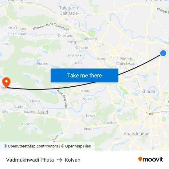 वडमुखवाडी फाटा to कोल्वन map