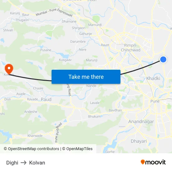 दिघी to कोल्वन map
