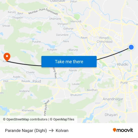 परांडे नगर (दिघी) to कोल्वन map
