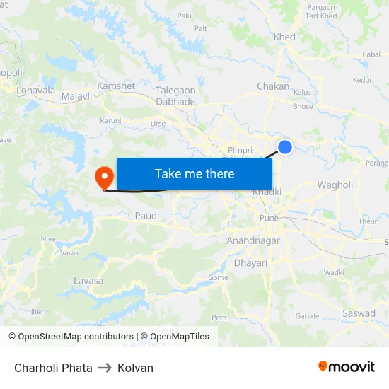 चऱ्होली फाटा to कोल्वन map