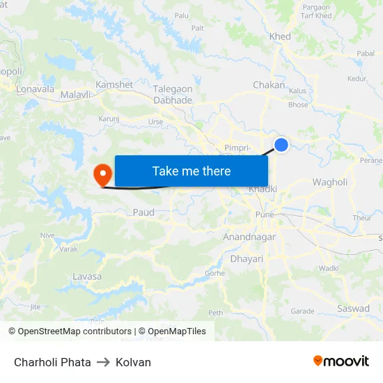 चऱ्होली फाटा to कोल्वन map